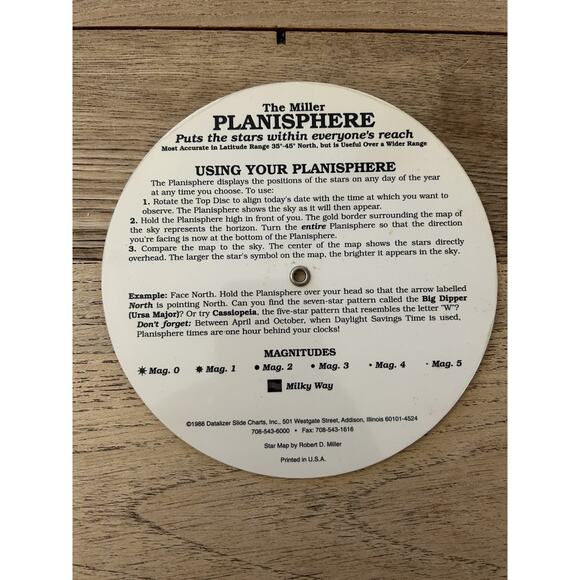 1988 The Miller Planisphere Latitude 40 Deg. North Wheel Guide - Picture 2 of 2